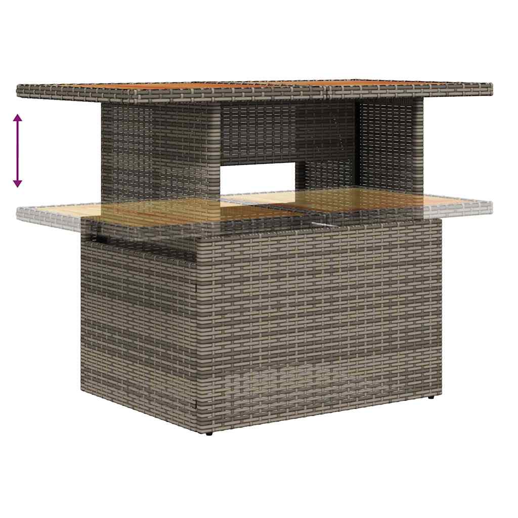 Garten-Sofa-Set mit Speicher 6 pcs Grau Poly Rattan